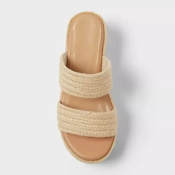 Women’s Kayli Chunky Platform Heels with Memory Foam Insole Natural Size 9.5 - Picture 3 of 4